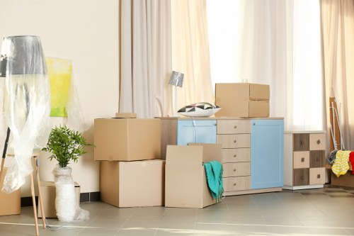 Carefully packed moving boxes ready for transport in Manvan